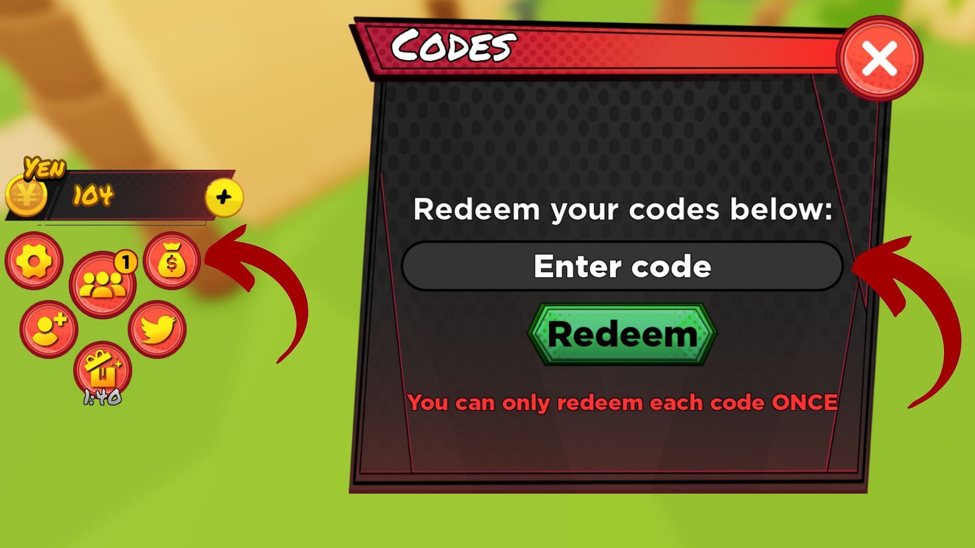 Redeem codes in Anime Squad Simulator (Image via Roblox || Sportskeeda)