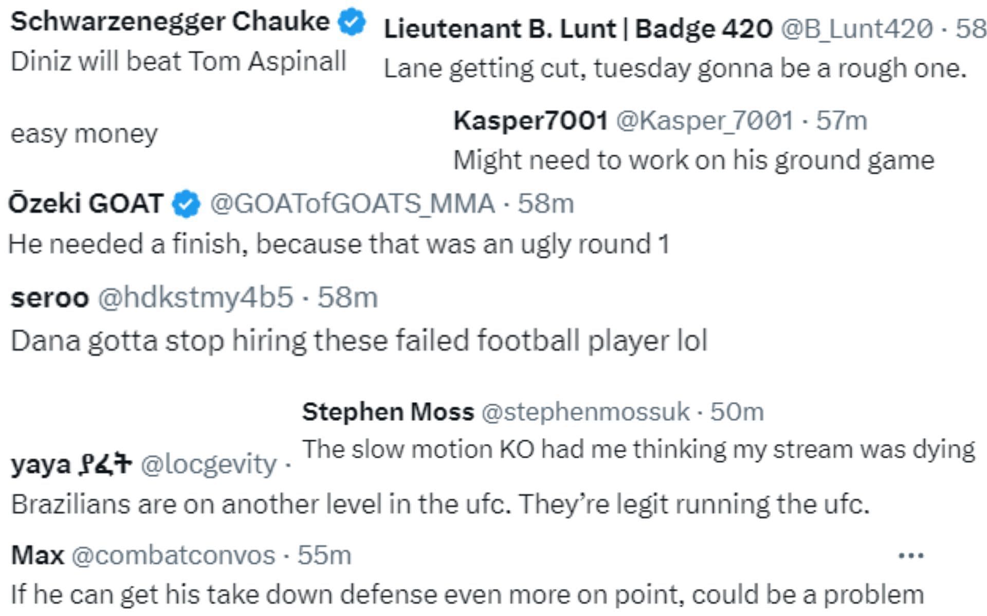 Screenshot of fan reactions to UFC&#039;s post on X