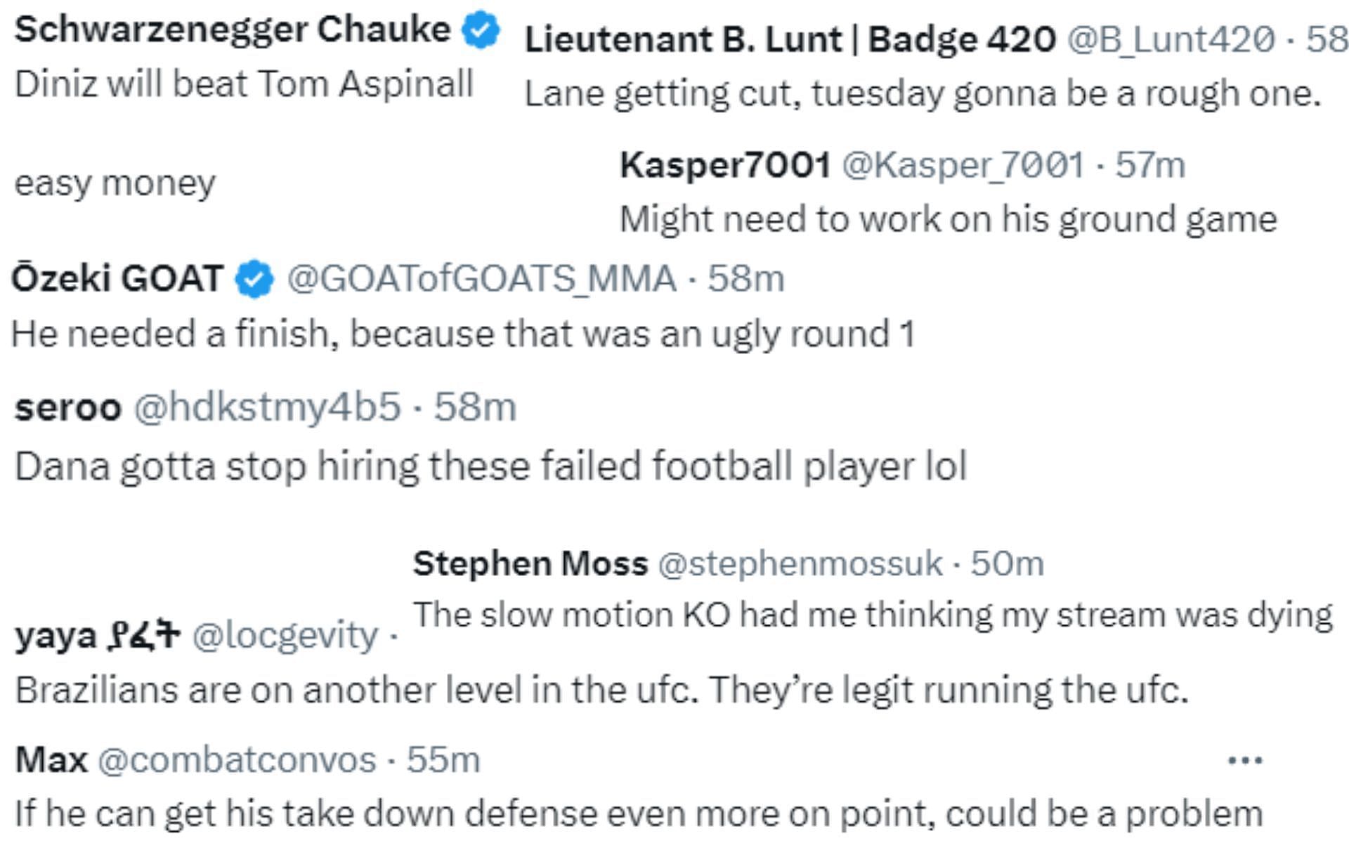 Screenshot of fan reactions to UFC&#039;s post on X