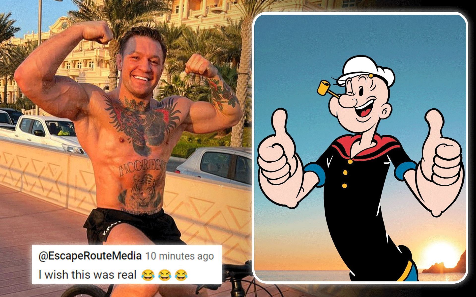 Fans react to a recent fan-made trailer of Popeye featuring Conor McGregor. [Image courtesy: @thenotoriousmma and @popeye on Instagram]