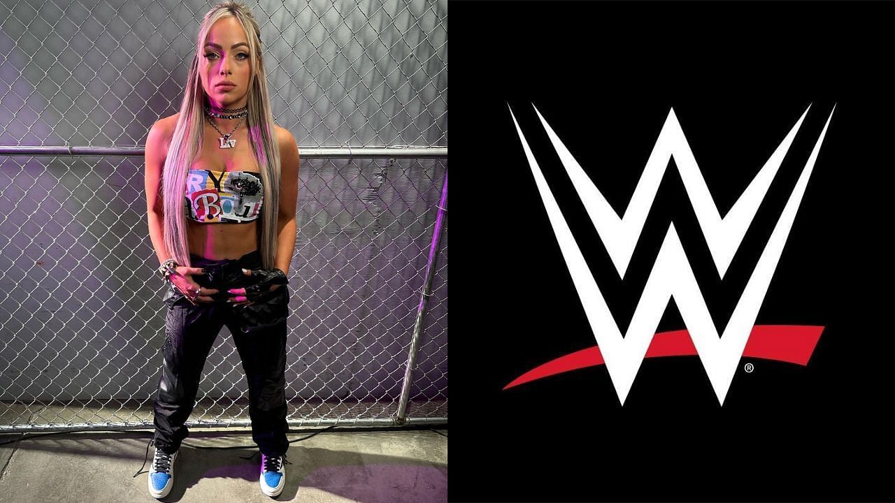 Liv Morgan (left) and WWE logo (right)