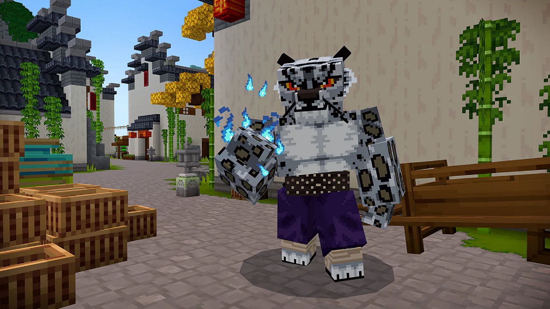 Tai Lung can be beaten in this Minecraft DLC by using the Jade Temple to one&#039;s advantage (Image via Mojang)