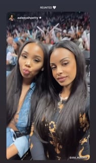 LaMelo Ball's girlfriend Ana Montana hanging out with Anfernee Simons' girlfriend Aaleeyah Petty courtside