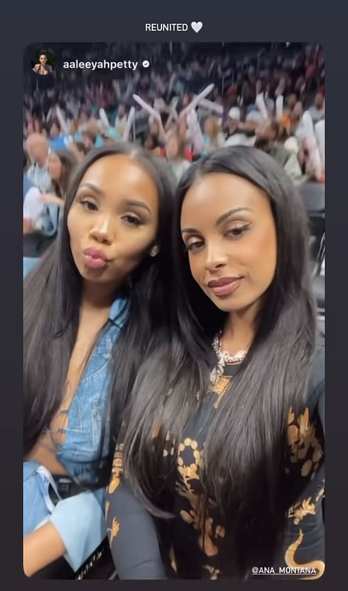 LaMelo Ball's girlfriend Ana Montana hanging out with Anfernee Simons' girlfriend Aaleeyah Petty courtside