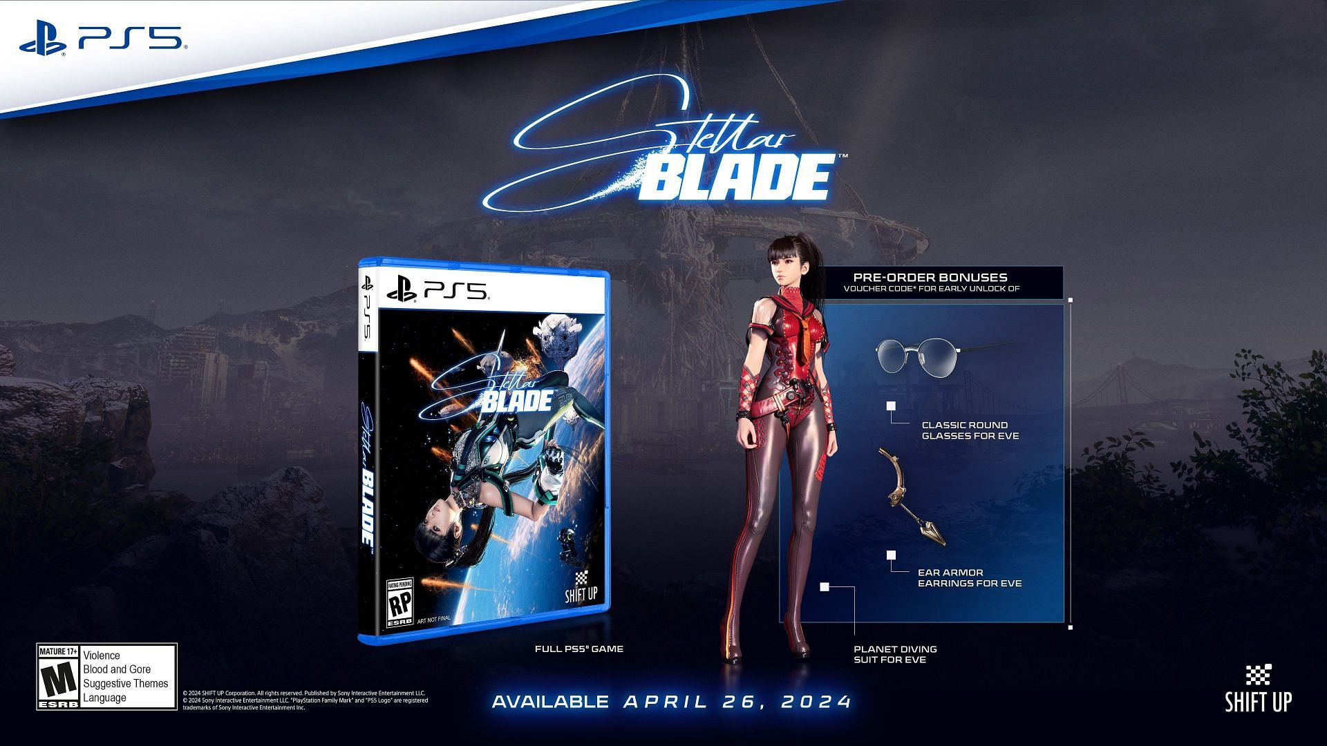 Stellar Blade Standard Edition and the pre-order cosmetics (Image via Shift Up || Sony Interactive Entertainment)