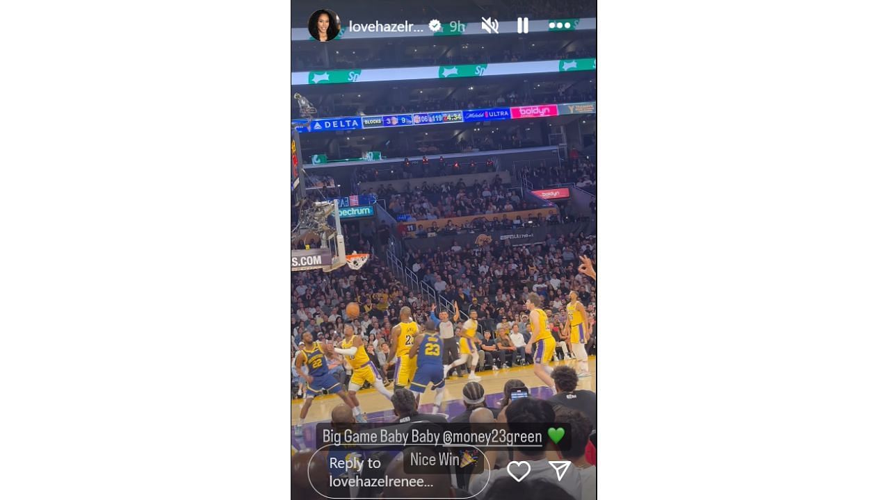 Draymond Green&#039;s wife Hazel Renee had a message for him on Instagram after his superb performance against the LA Lakers on Tuesday.