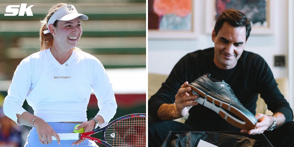 Donna Vekic (L) and Roger Federer (R)