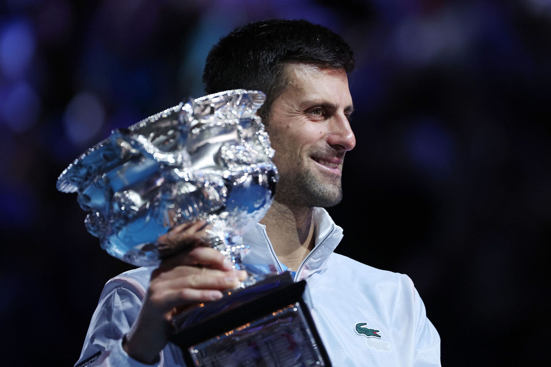 Novak Djokovic with the Australian Open 2023 trophy