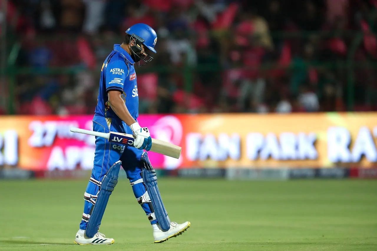 Rohit Sharma was dismissed for a five-ball six. [P/C: iplt20.com]