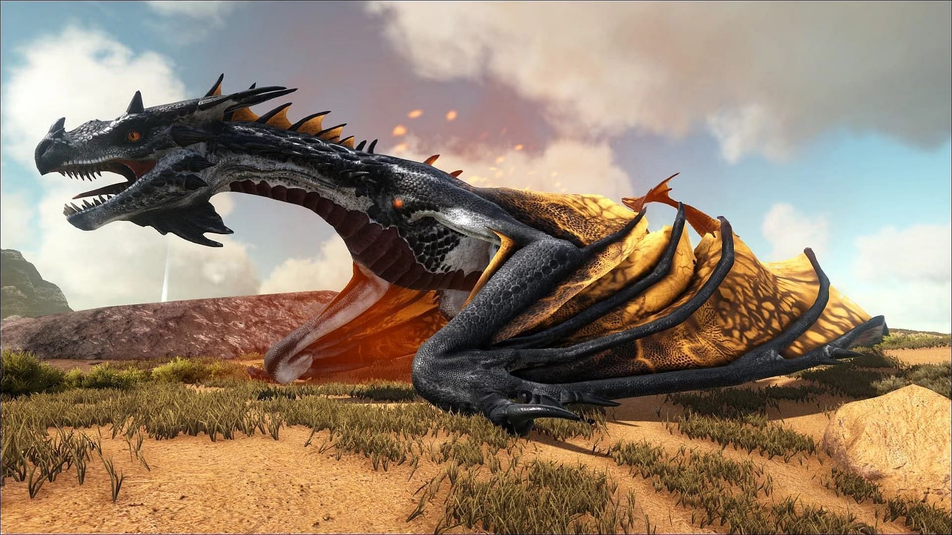 A look at the alpha fire Wyvern in Ark Survival Ascended (Image via Studio Wildcard)