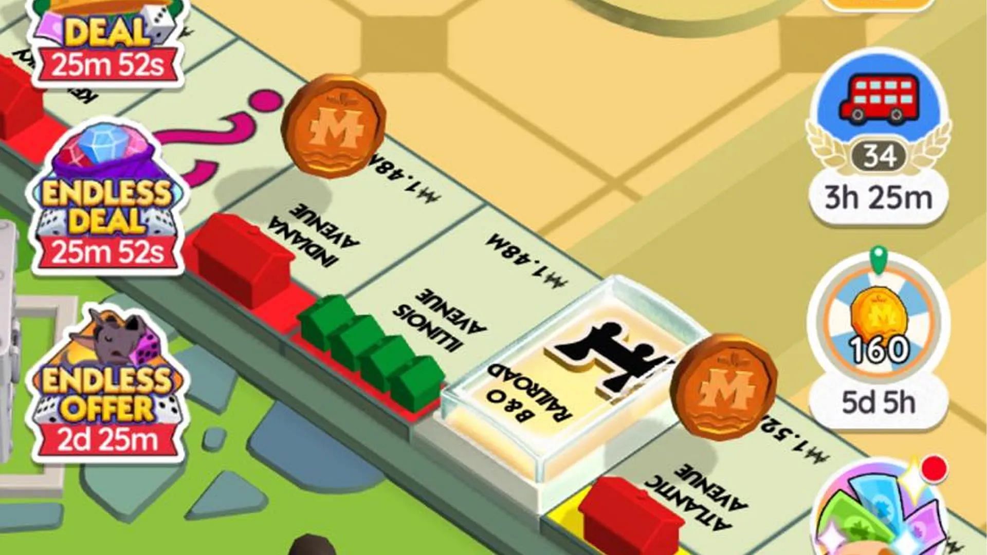 The tokens are also scattered on different tiles of your Monopoly Go board (Image via Scopely)