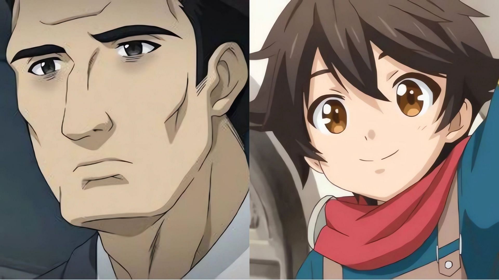 Ryouma as seen in his old life (left) and new life (right) (Image via Maho Film)