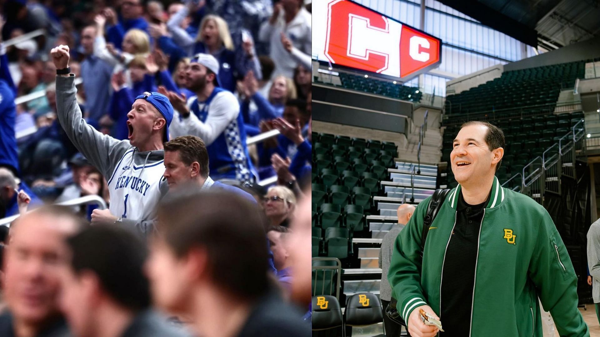 Kentucky fans and basketball coach Scott Drew 