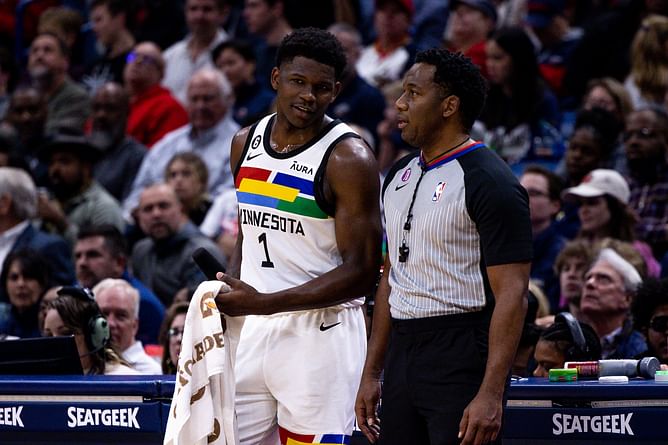 WATCH: Anthony Edwards dap up a referee as Timberwolves go up 2-0 on the Suns