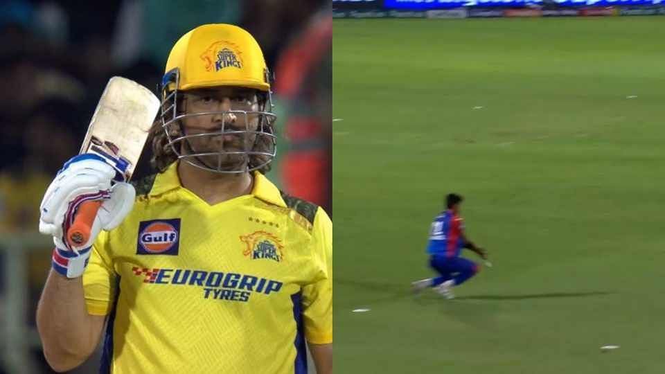 Khaleel Ahmed could not take the catch to dismiss MS Dhoni (Image: JioCinema/X)