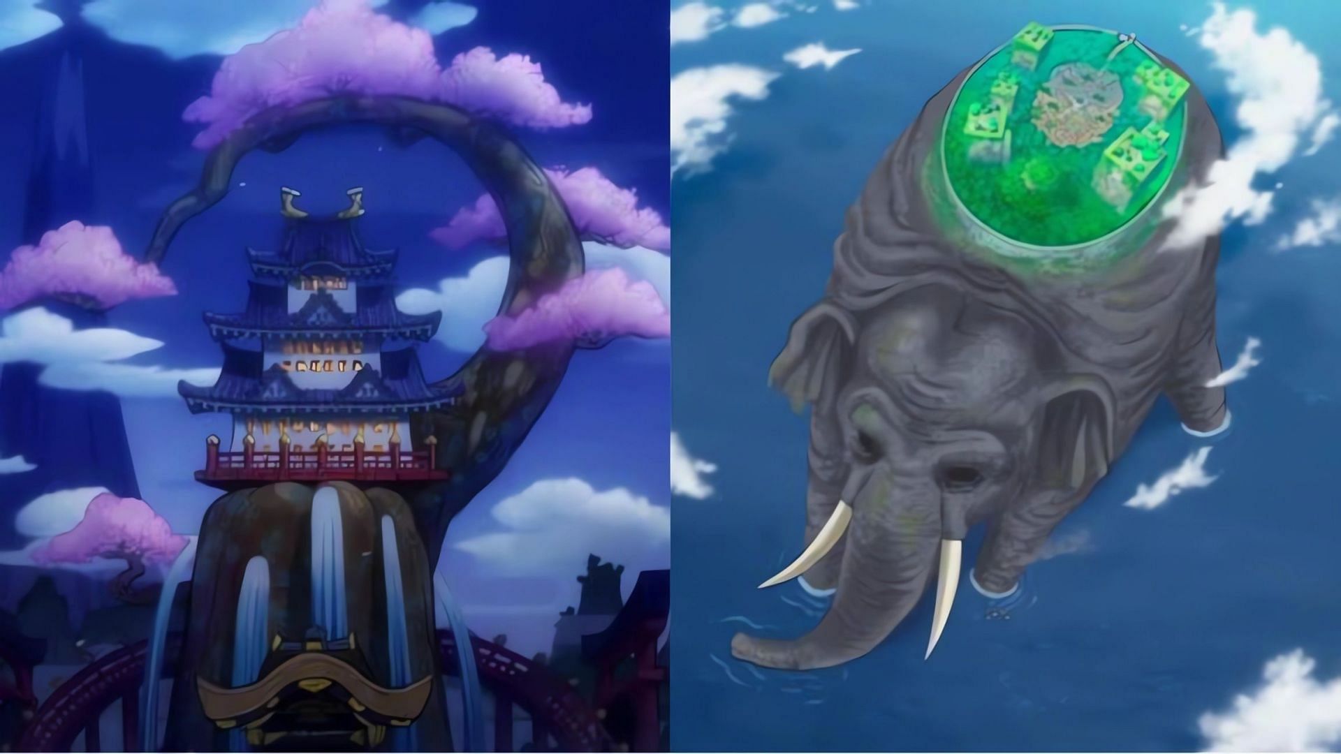 Wano Kingdom (left) and Zou (right) (Image via Toei Animation)