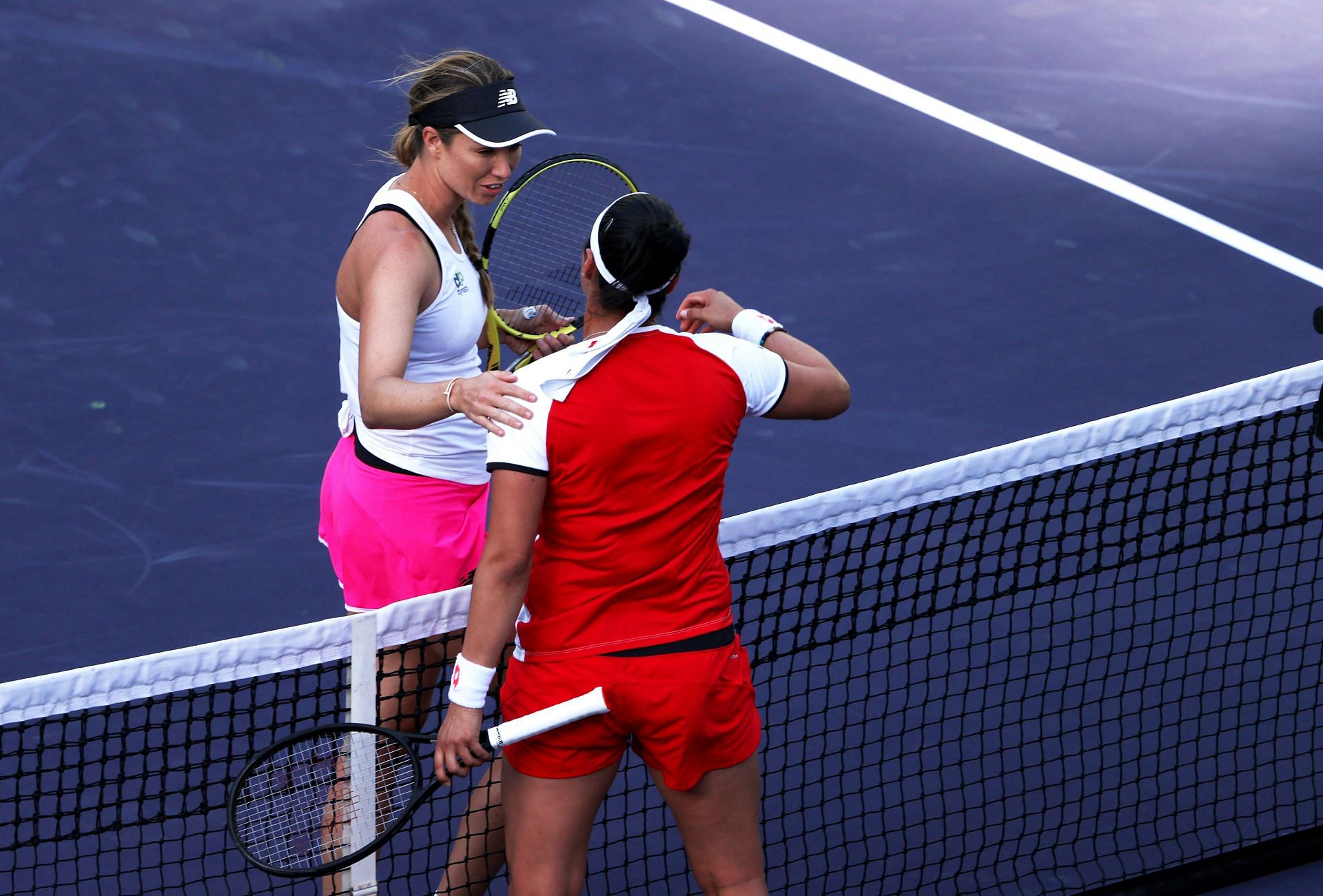 Danielle Collins and Ons Jabeur after a match