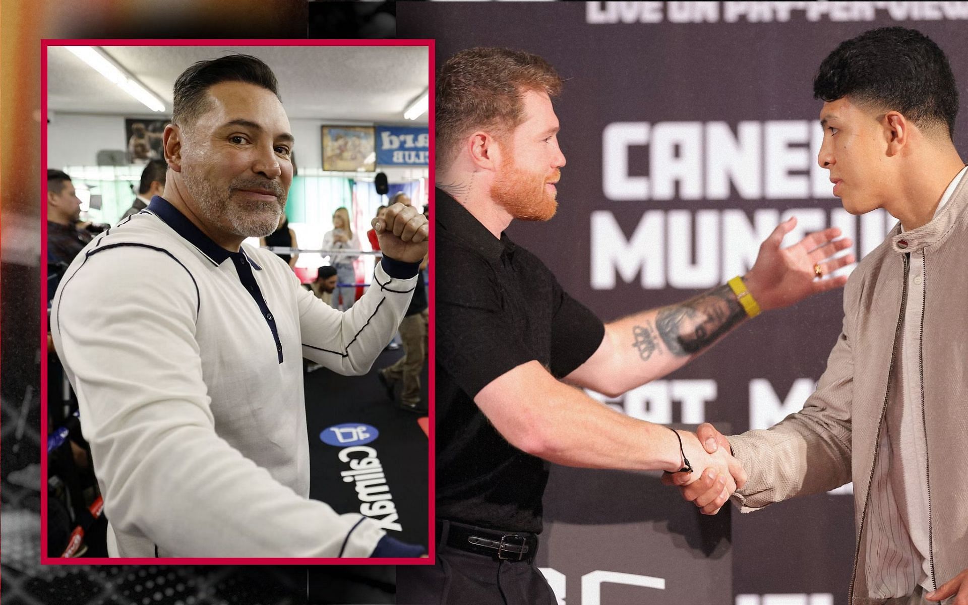 Oscar De La Hoya shares his prediction for the Canelo Alvarez vs Jaime Munguia boxing match this weekend. [Image courtesy: Getty Images]