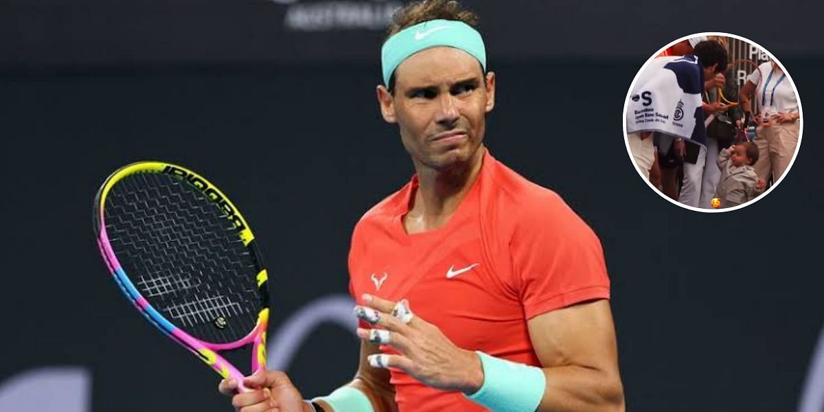 Rafael Nadal teaches son vamos celebration