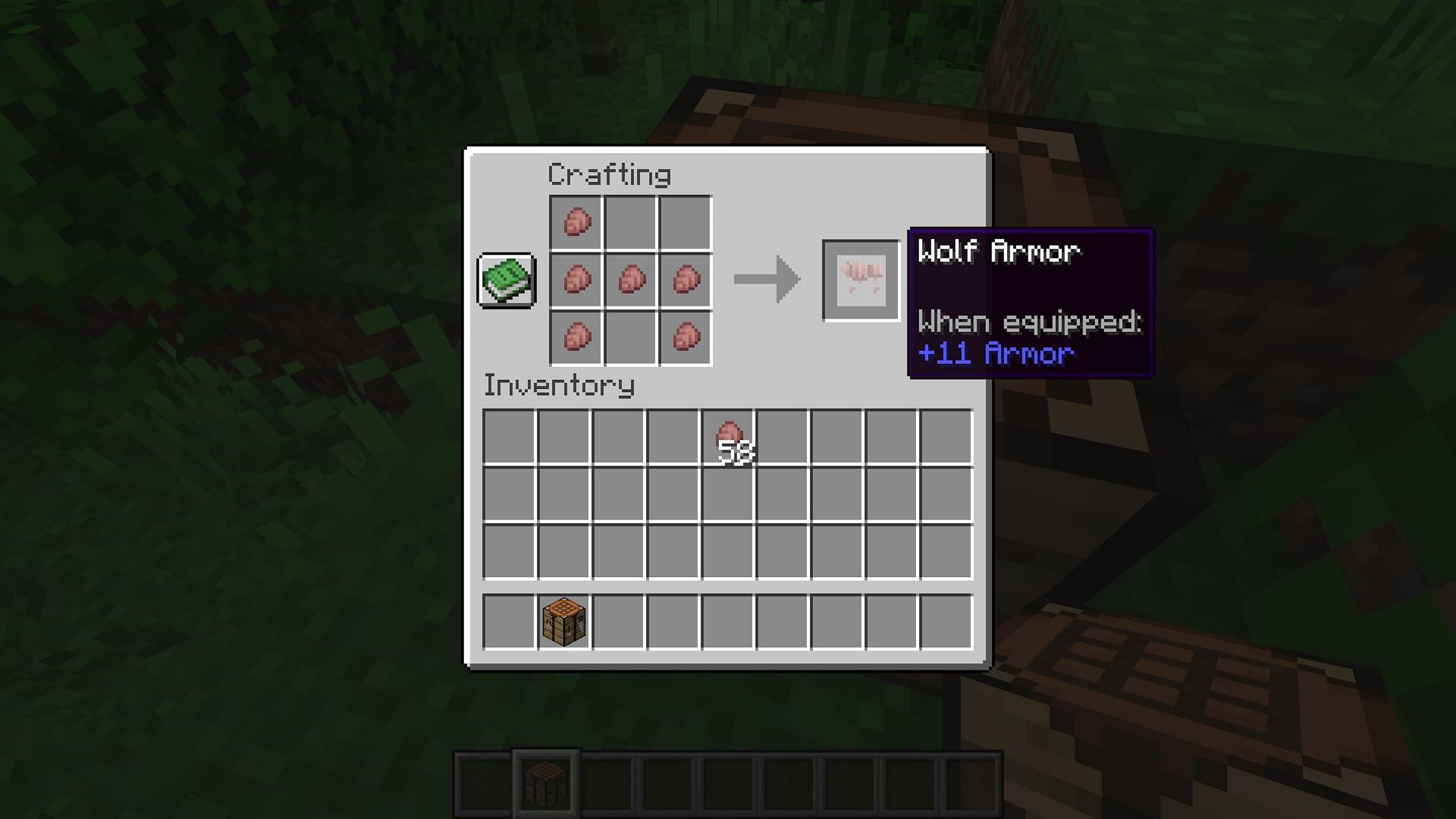 The only purpose for armadillo scutes right now is crafting and maintaining wolf armor (Image via Mojang)