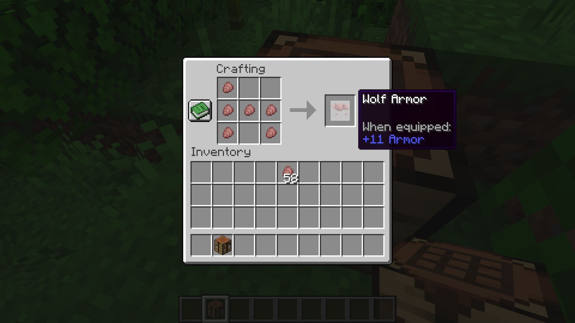 The only purpose for armadillo scutes right now is crafting and maintaining wolf armor (Image via Mojang)