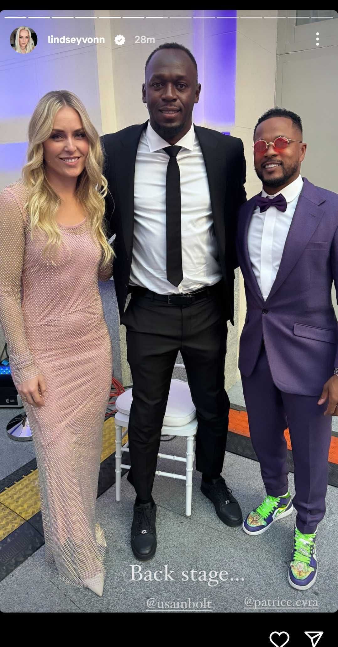 Lindsey Vonn, Usain Bolt and Patrice Evra (from left)