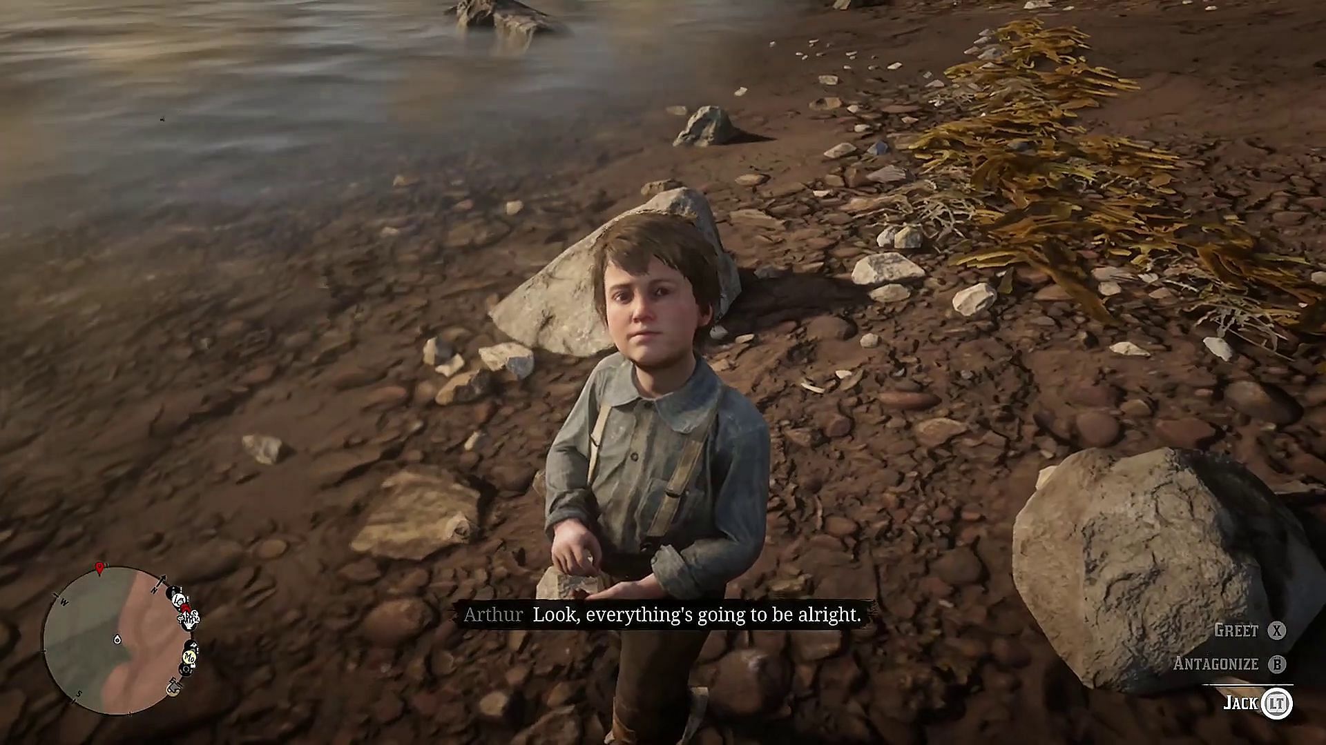 Arthur having a conversation with young Jack (Image via Rockstar Studios || YouTube-Faith van der Linde)