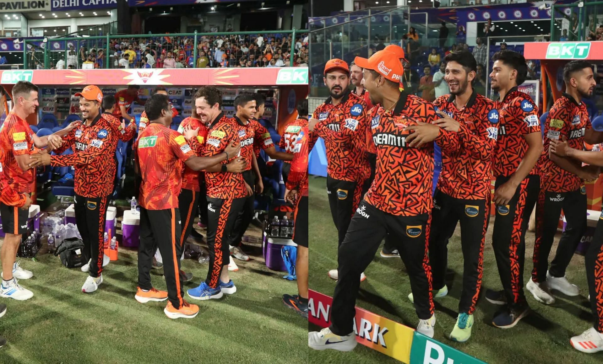 SRH dug out celebrating the win vs DC. (PC: BCCI)