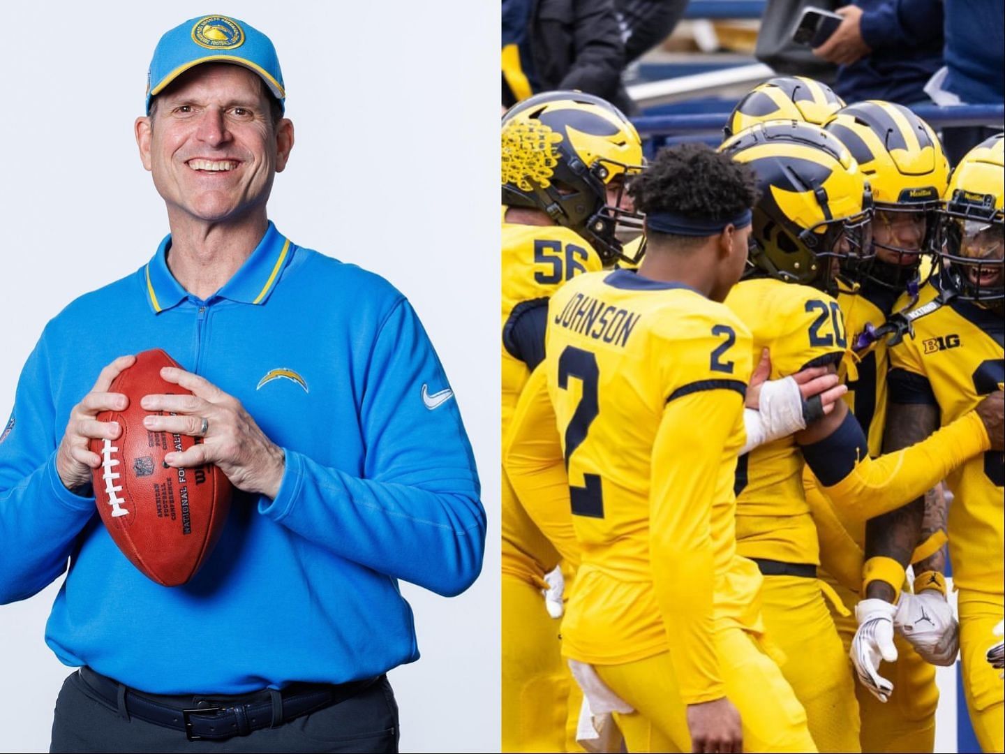 Jim Harbaugh and Michigan Players collage