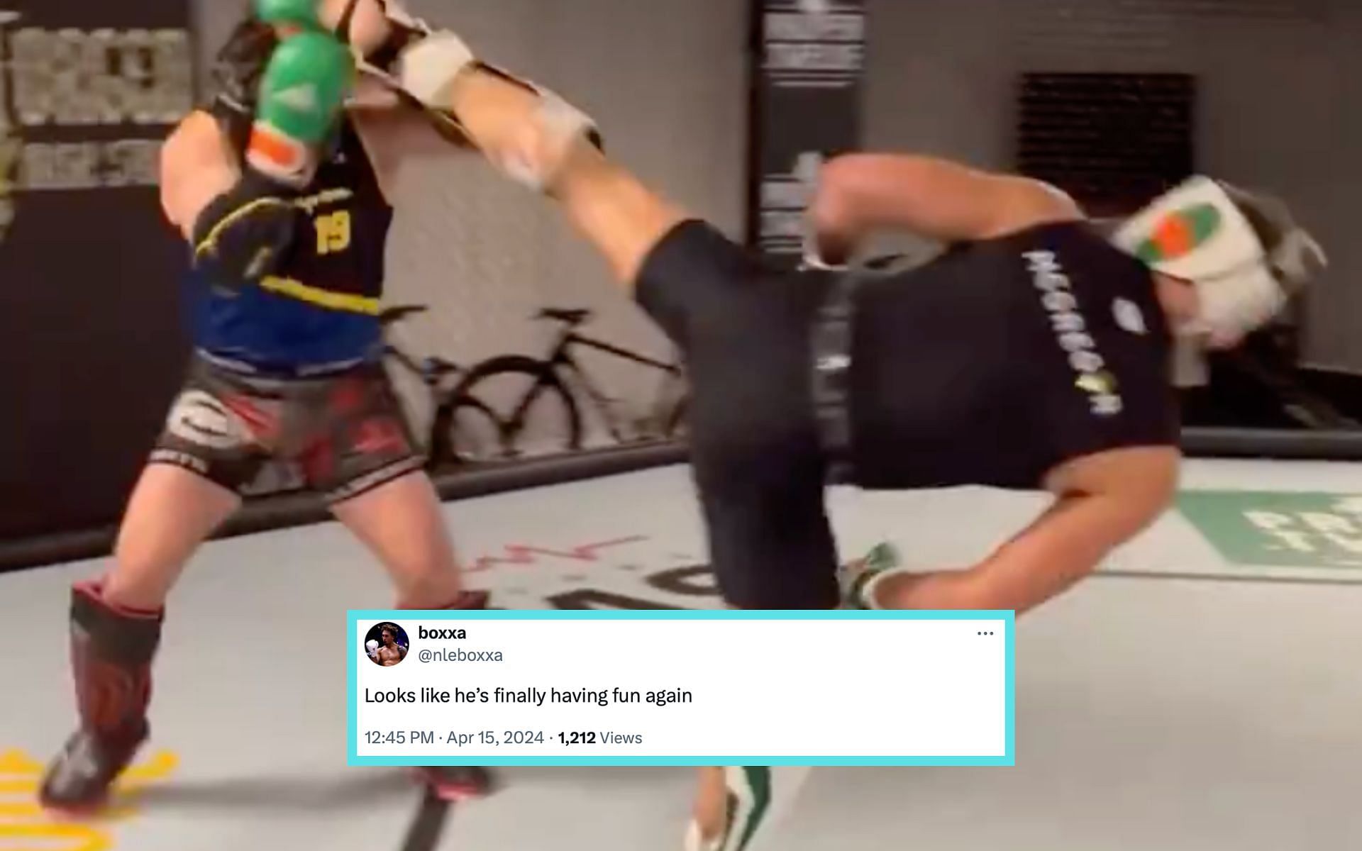 Conor McGregor (right) releases new sparring footage two days after fight confirmation [Photo Courtesy @happypunch on X]