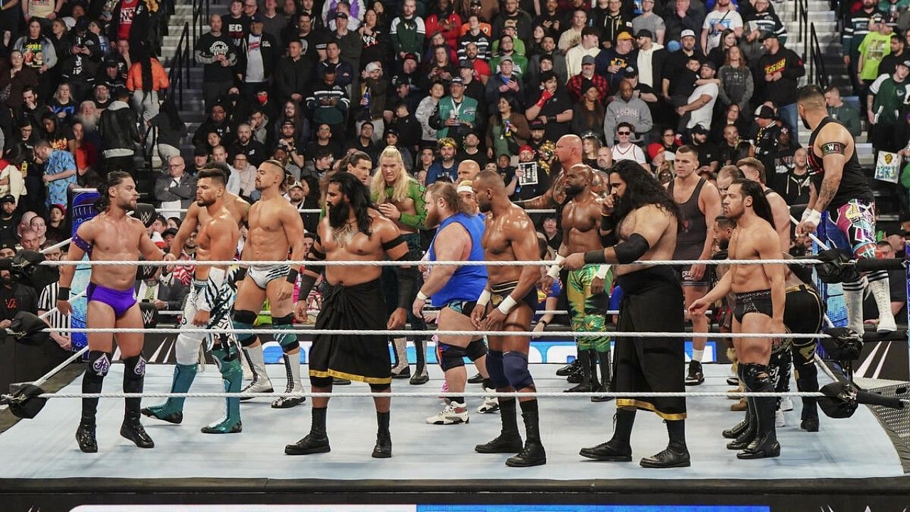 WWE SmackDown में आंद्रे द जायंट मेमोरियल बैटल रॉयल मैच का एक दृश्य 