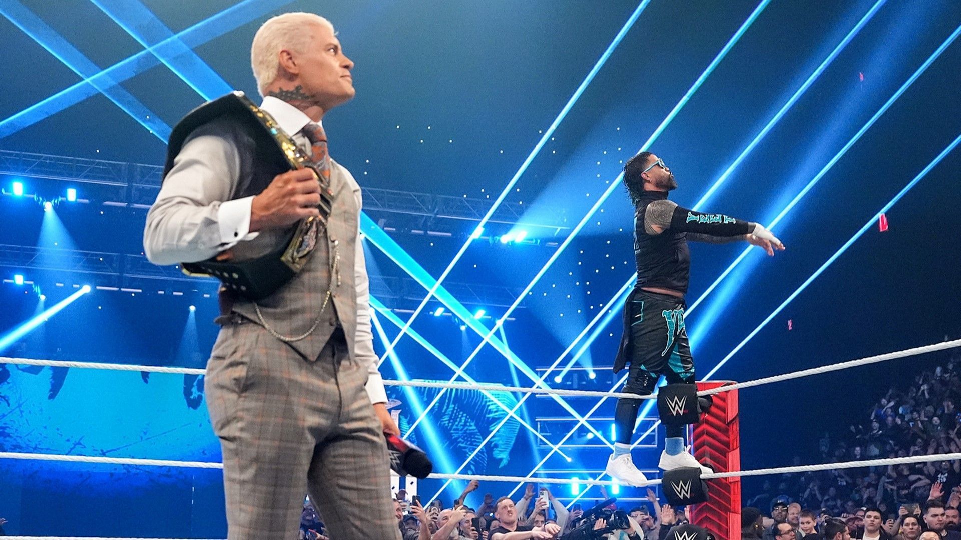 Cody Rhodes and Jey Uso in the ring on WWE RAW
