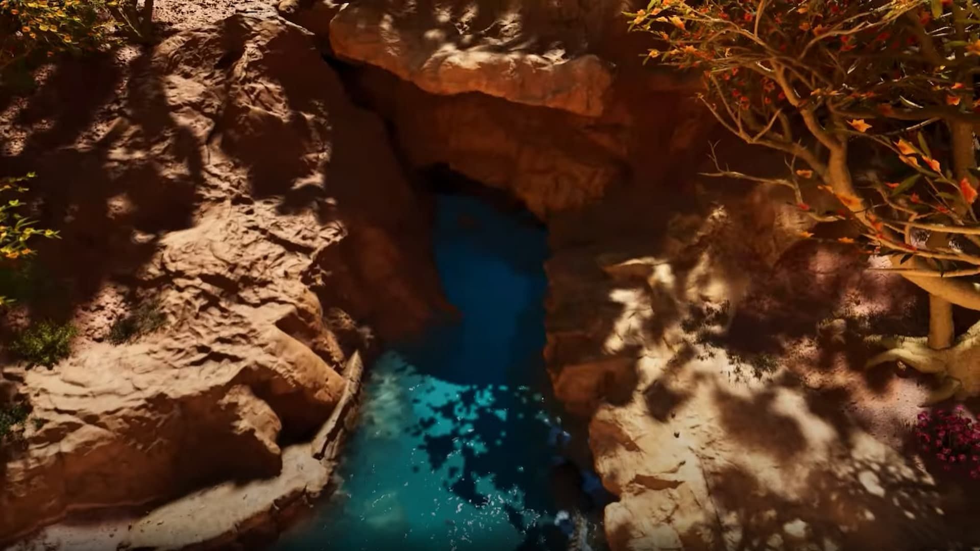 The entrance to the Oasis Cave in Ark Survival Ascended (Image via Studio Wildcard and Sanyxs/YouTube)