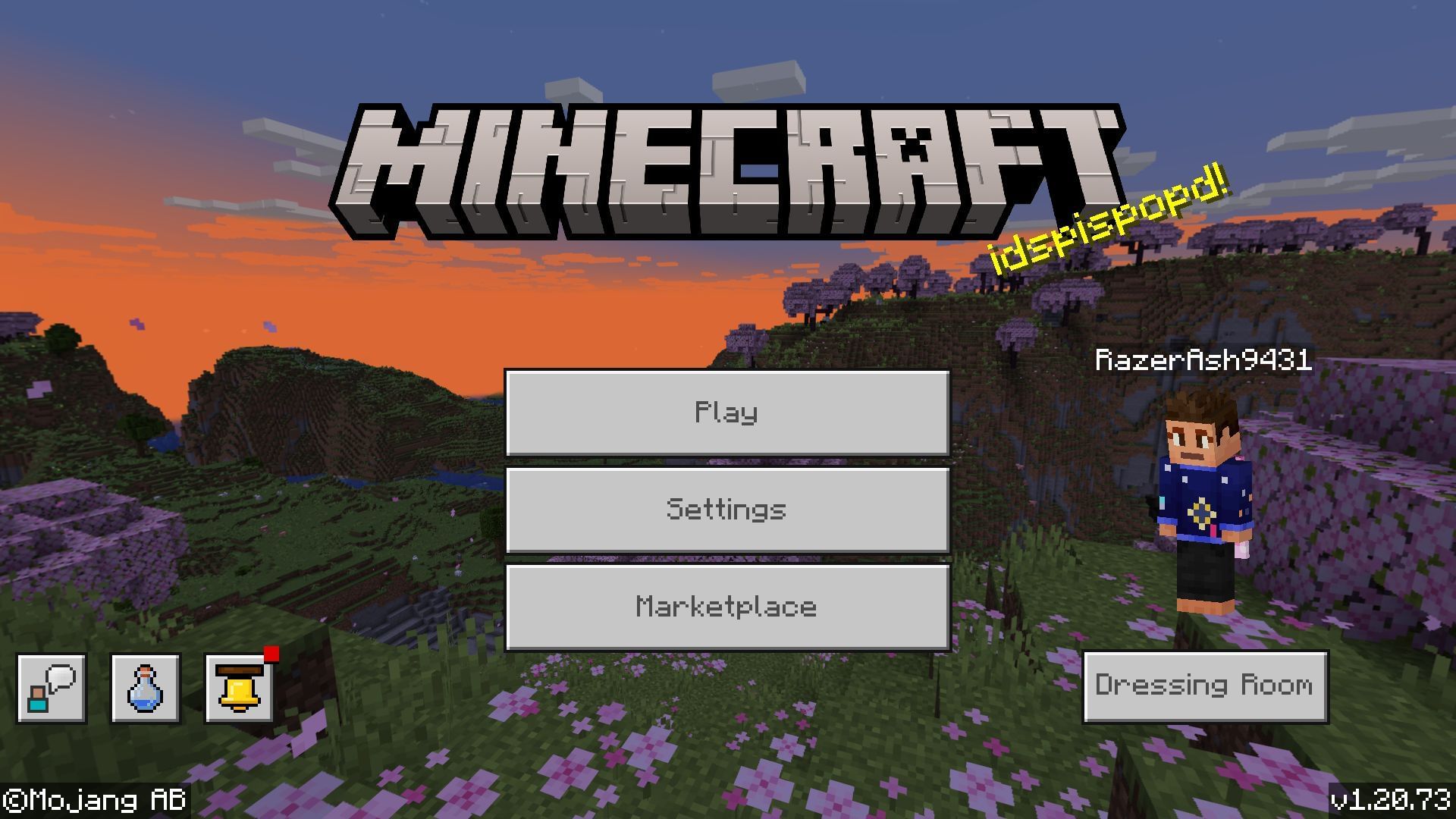 Click on the dressing room from the main Bedrock Edition menu (Image via Mojang Studios)