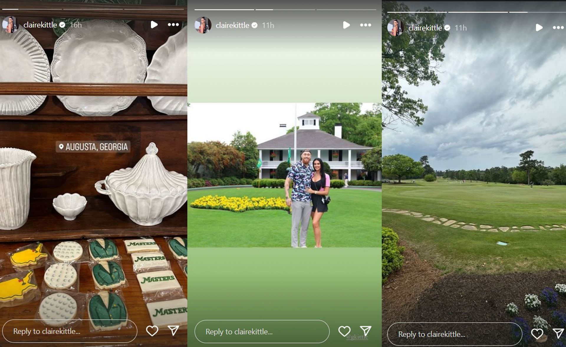 George and Claire Kittle at the Augusta National Golf Course