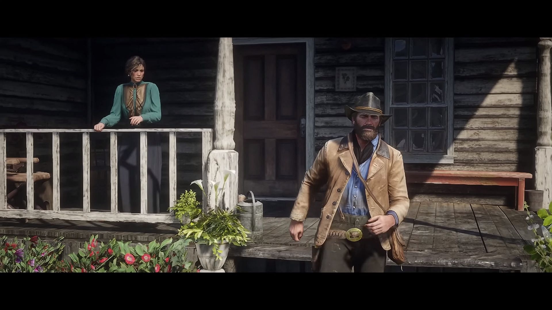Arthur leaving Mary&#039;s house after she requests him to help (Image via Rockstar Studios || YouTube-Real Pixels)