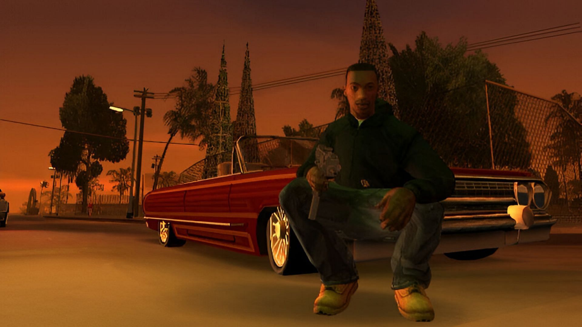 CJ can increase his skills with a number of weapons (Image via Rockstar Games)