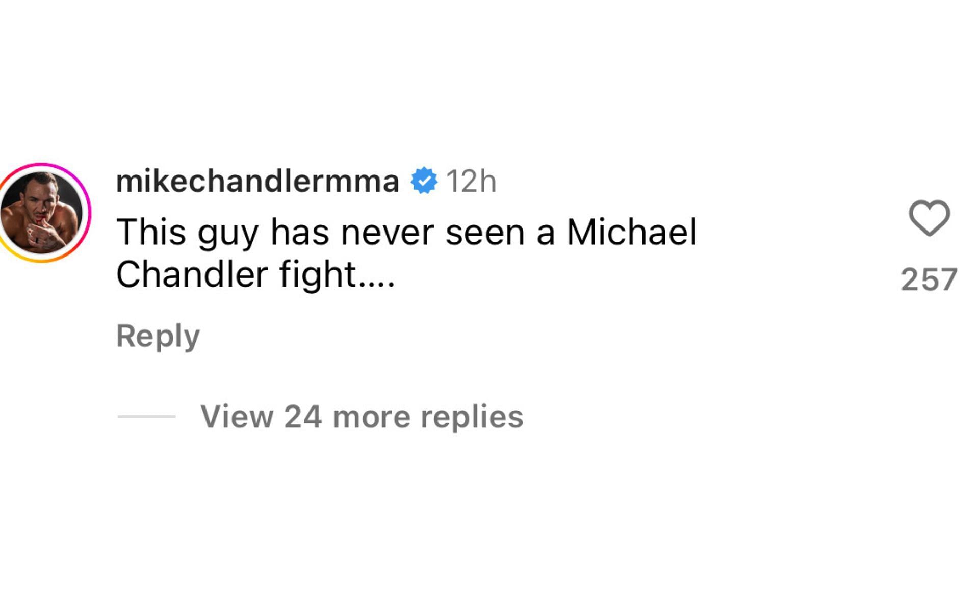 Michael Chandler&#039;s comment