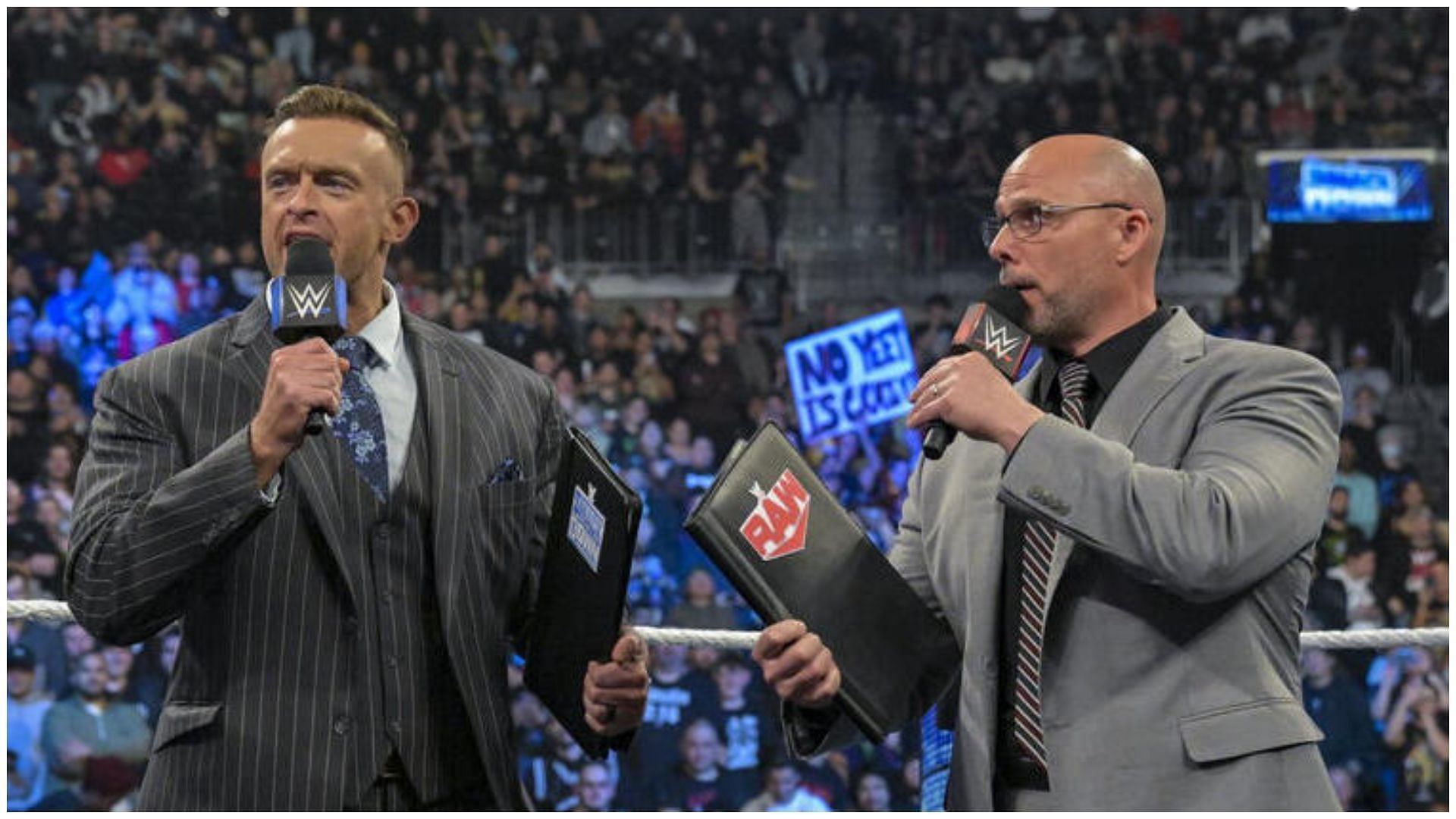 Nick Aldis and Adam Pearce on an episode of WWE SmackDown.