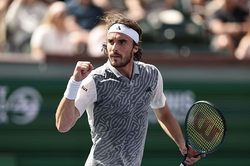 Stefanos Tsitsipas at the BNP Paribas Open 2024 at Indian Wells