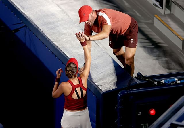 Bencic celebrates after securing the Gold medal at the Olympics