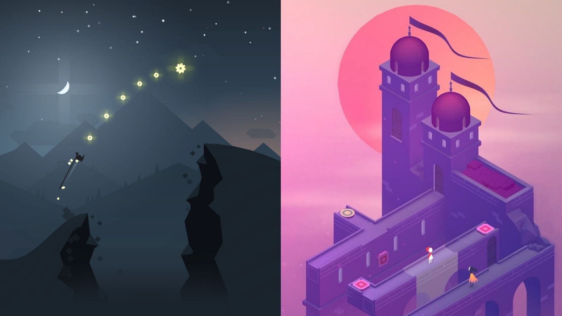 Casual games tend to be more relaxing rather than challenging experiences (Images via Ustwo and Snowman) 