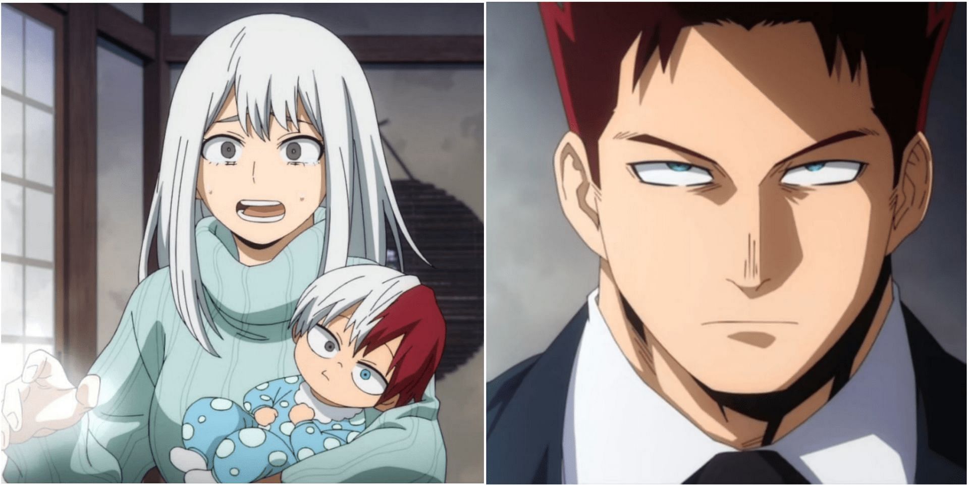 Rei and Enji Todoroki in My Hero Academia (Image via Sportskeeda)