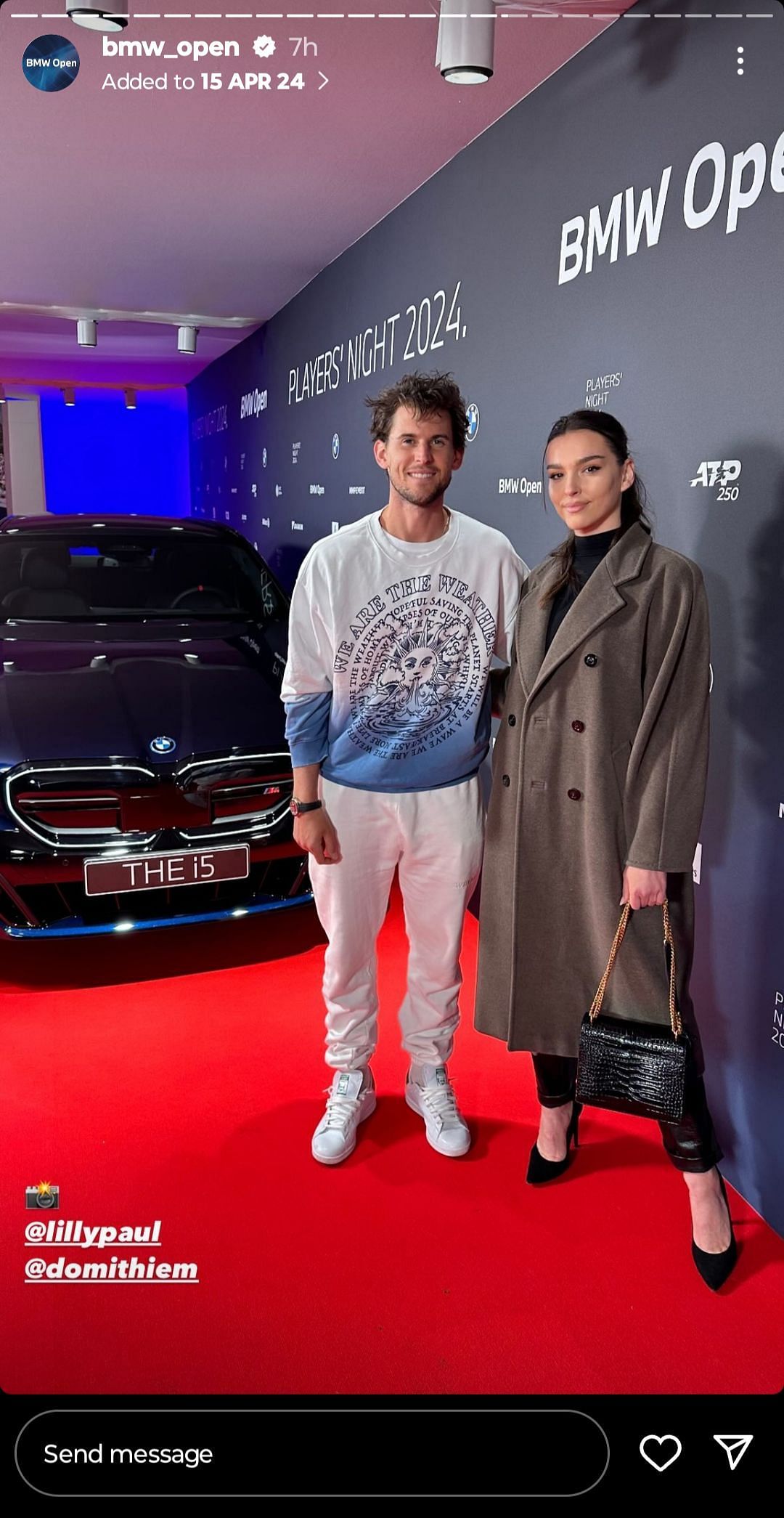 Dominic Thiem with girlfriend Lili Paul at the player&#039;s party at the BMW Open