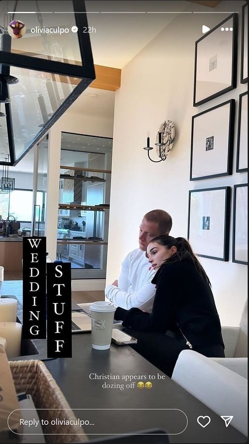 Christian McCaffrey sleeps as he and Olivia Culpo prepare for their wedding