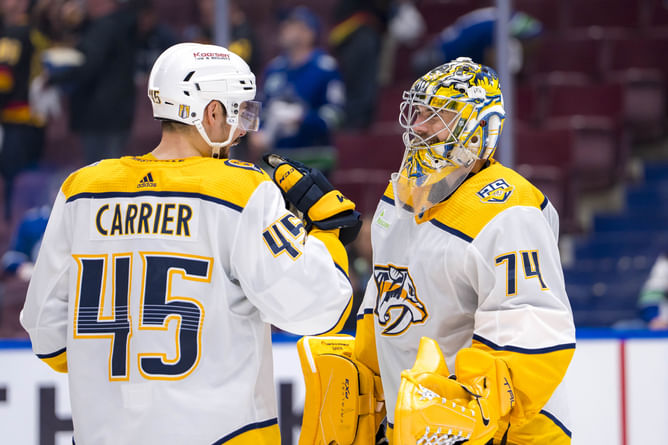 "Carrie Underwood" "Hearing its Mark Donnelly": NHL fans speculate as Predators keep national anthem singer a secret for Canucks game