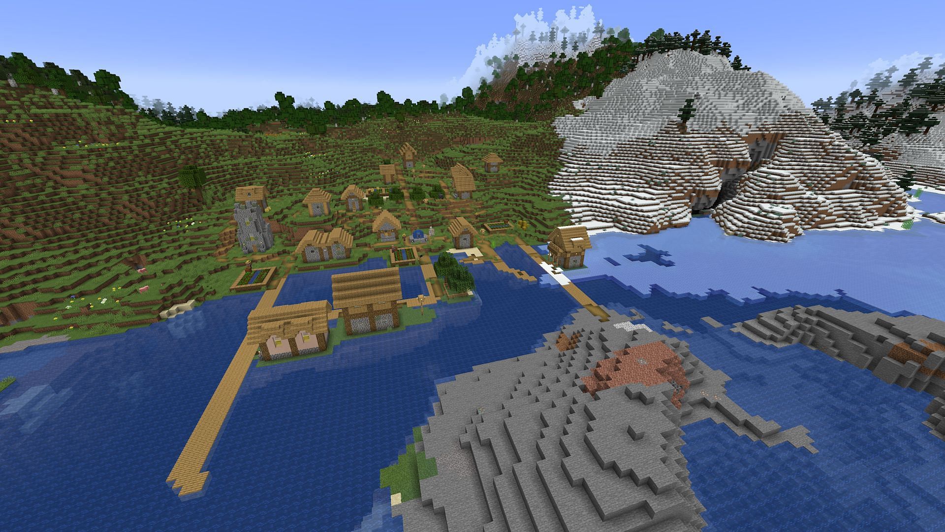 This large spawn village should provide ample loot (Image via Mojang)