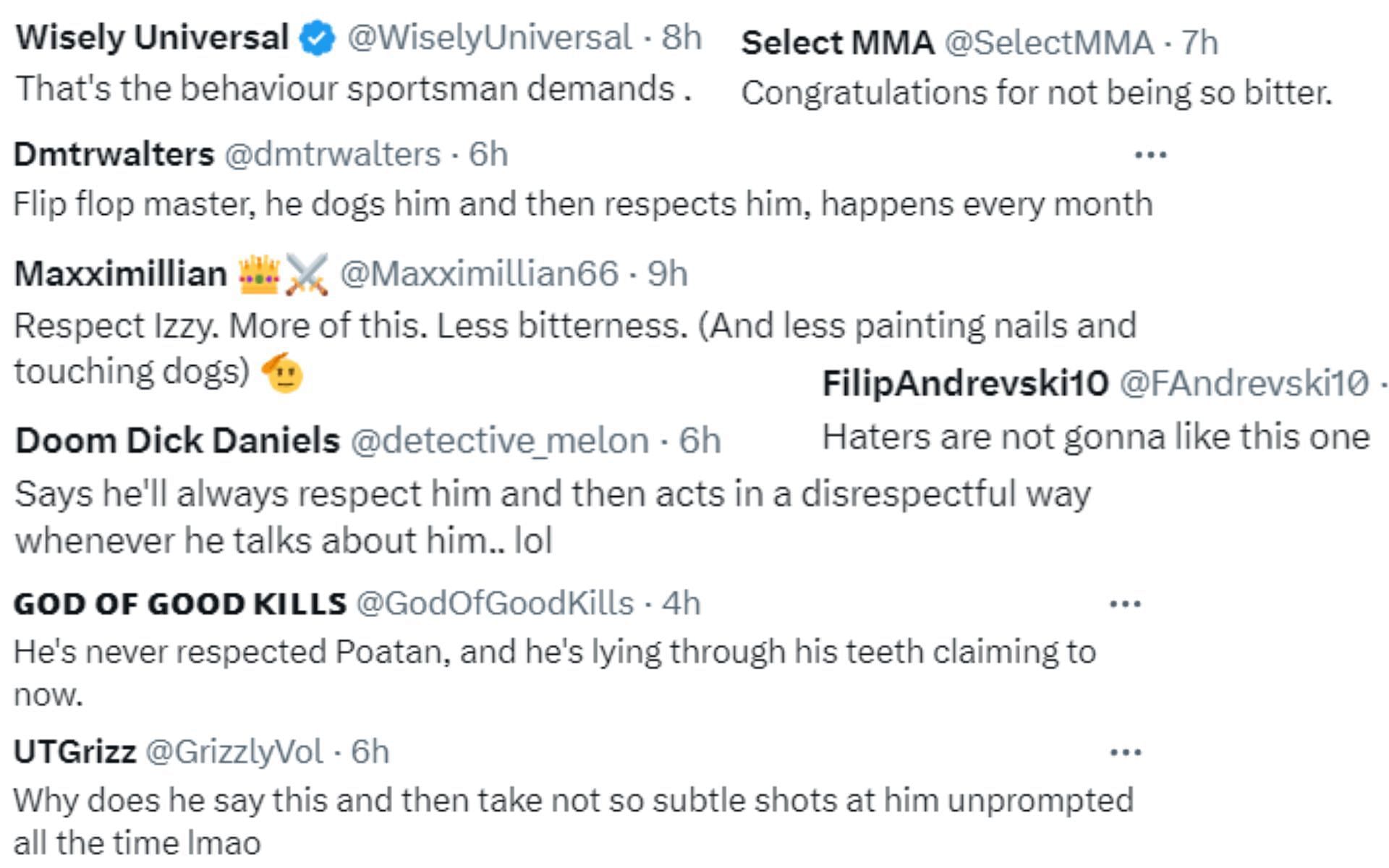 Screenshot of Fan reactions to MMA Fighting&#039;s post on X