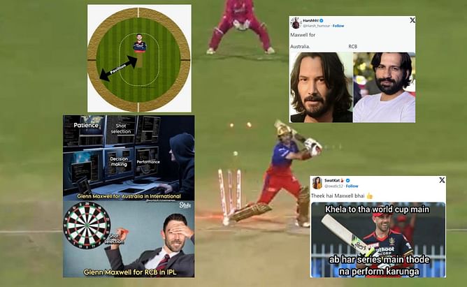"IPL toh bas paise kamane ata hu"- Top 10 funny memes after Glenn Maxwell's horror batting form continued in RCB vs RR IPL 2024 clash