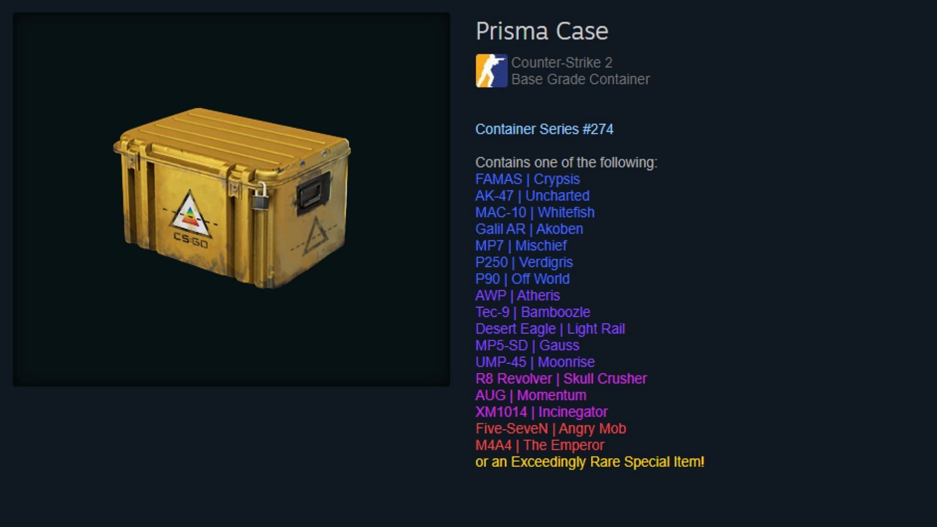 Prisma Case in CS2 (Image via Valve)